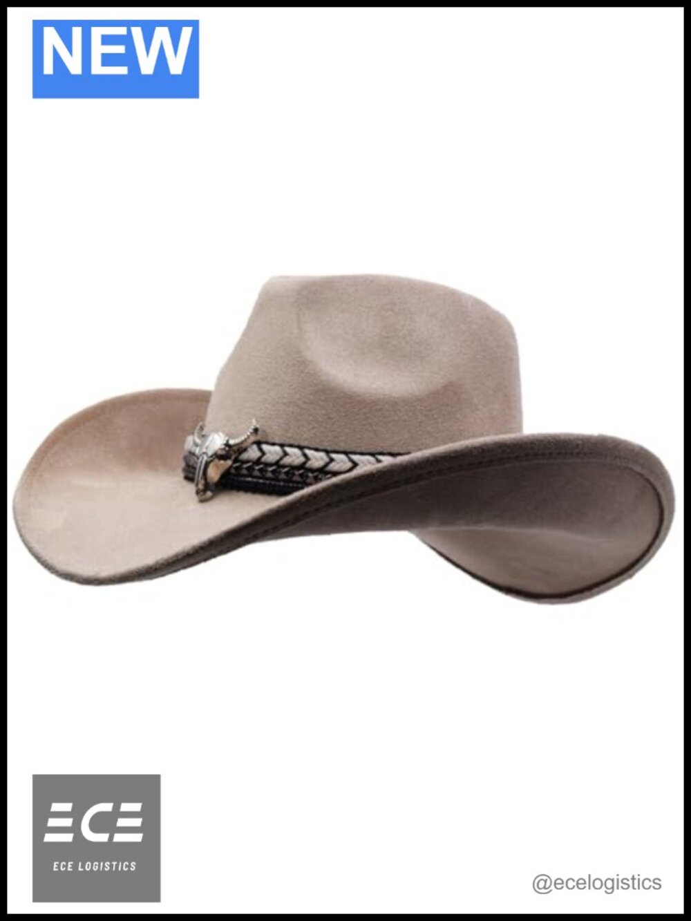 Faux Leather Western Cowboy Cowgirl Hat Wide Brim Buckle Belt Outdoor